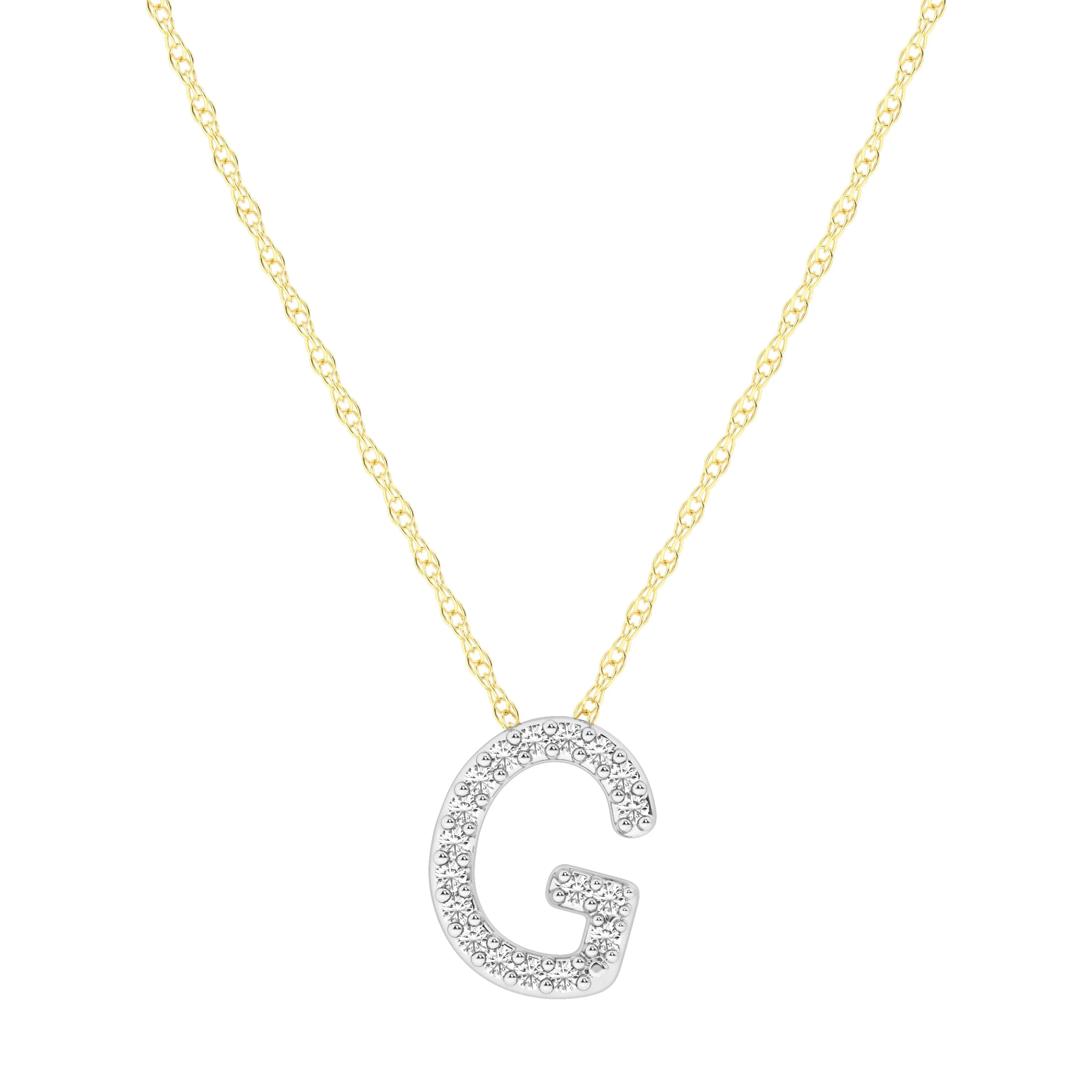 Diamond Initial Slider Necklace in 9ct Yellow Gold