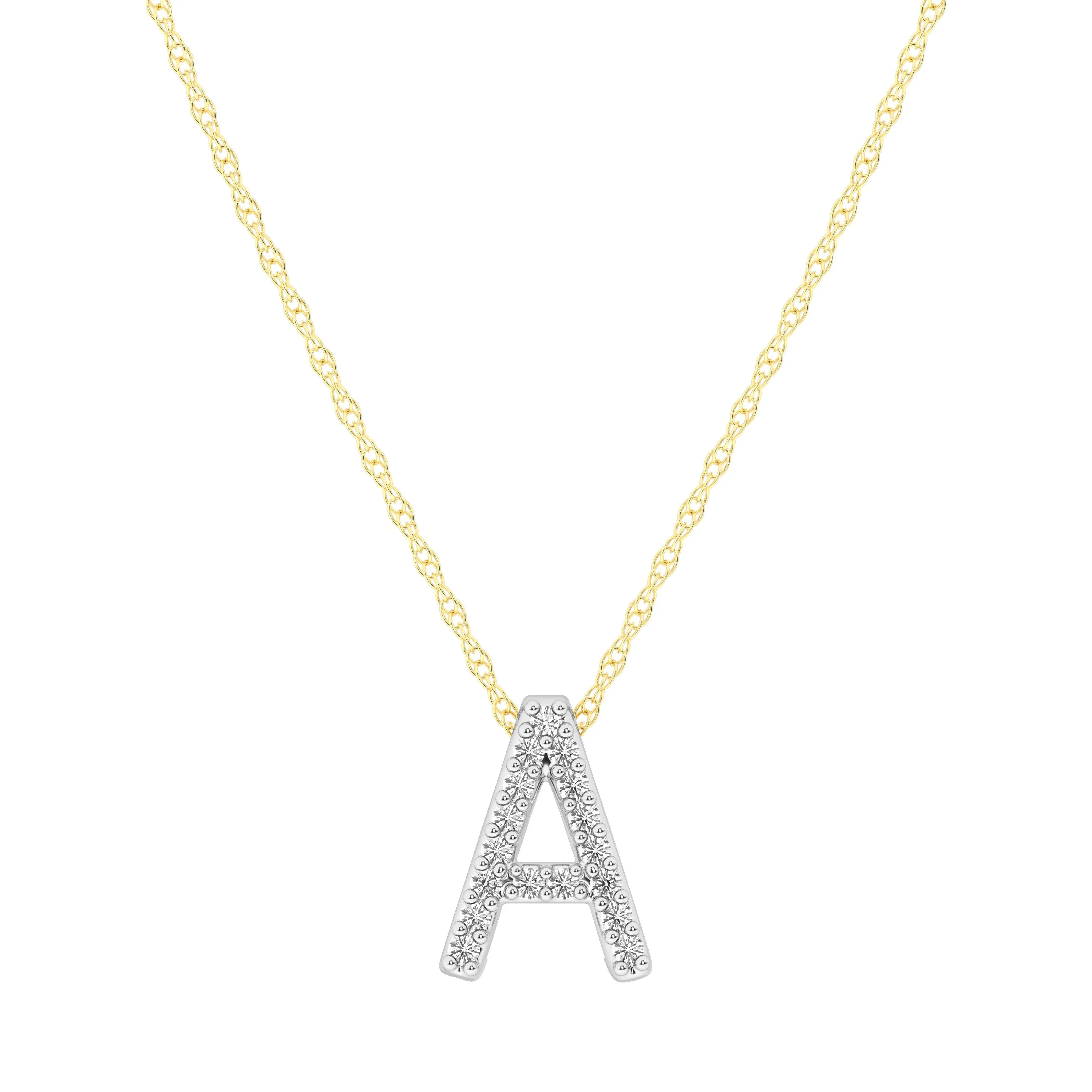 Diamond Initial Slider Necklace in 9ct Yellow Gold