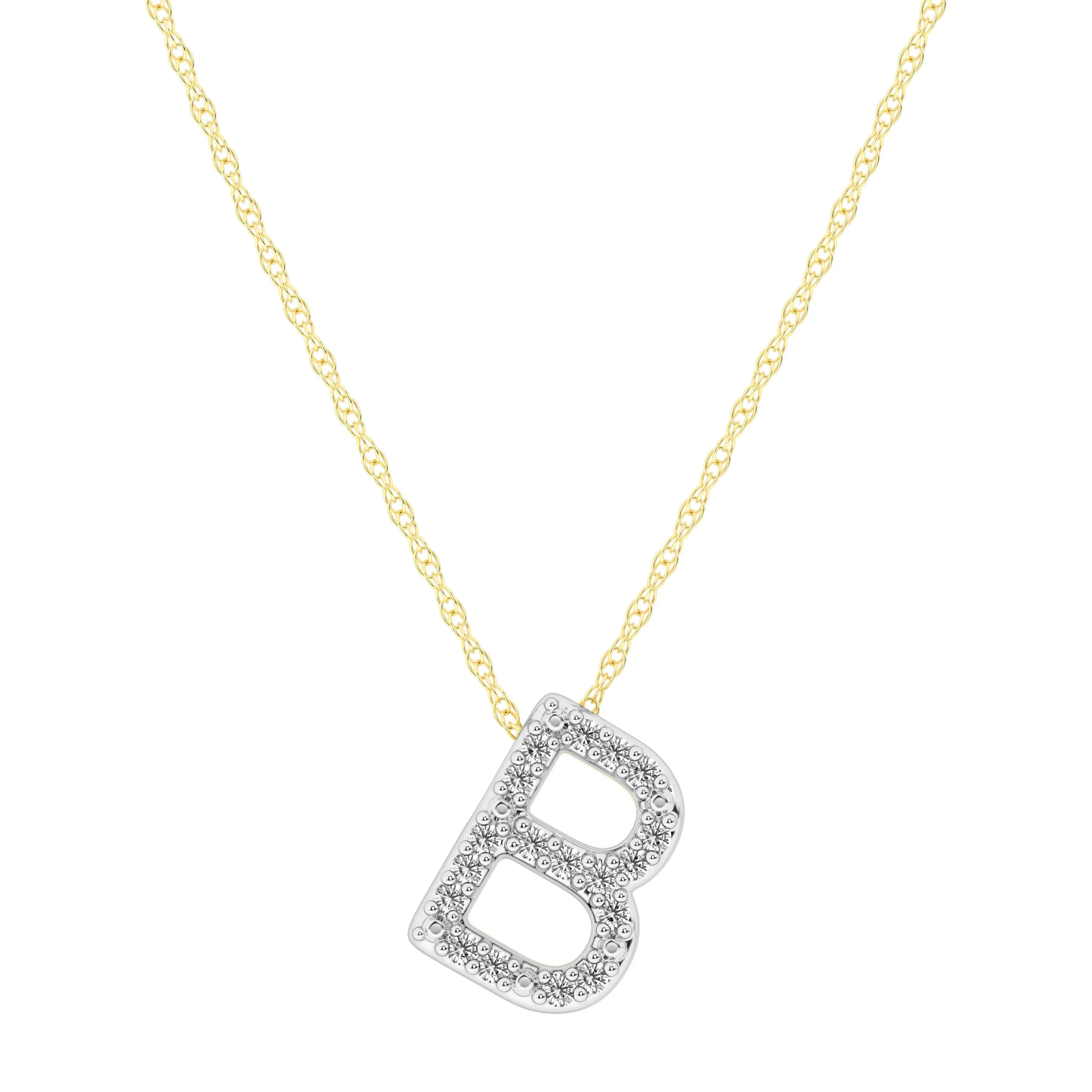 Diamond Initial Slider Necklace in 9ct Yellow Gold