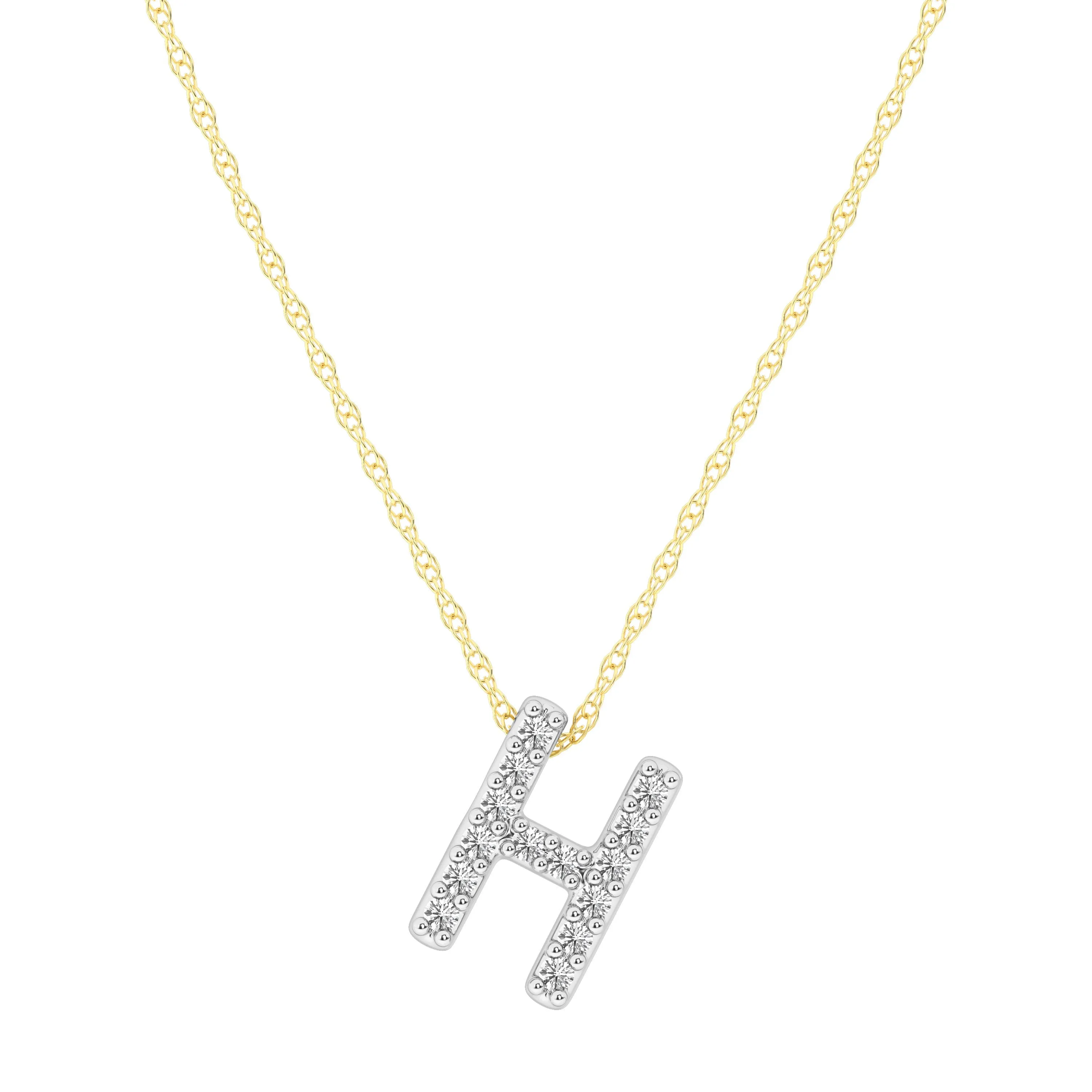 Diamond Initial Slider Necklace in 9ct Yellow Gold