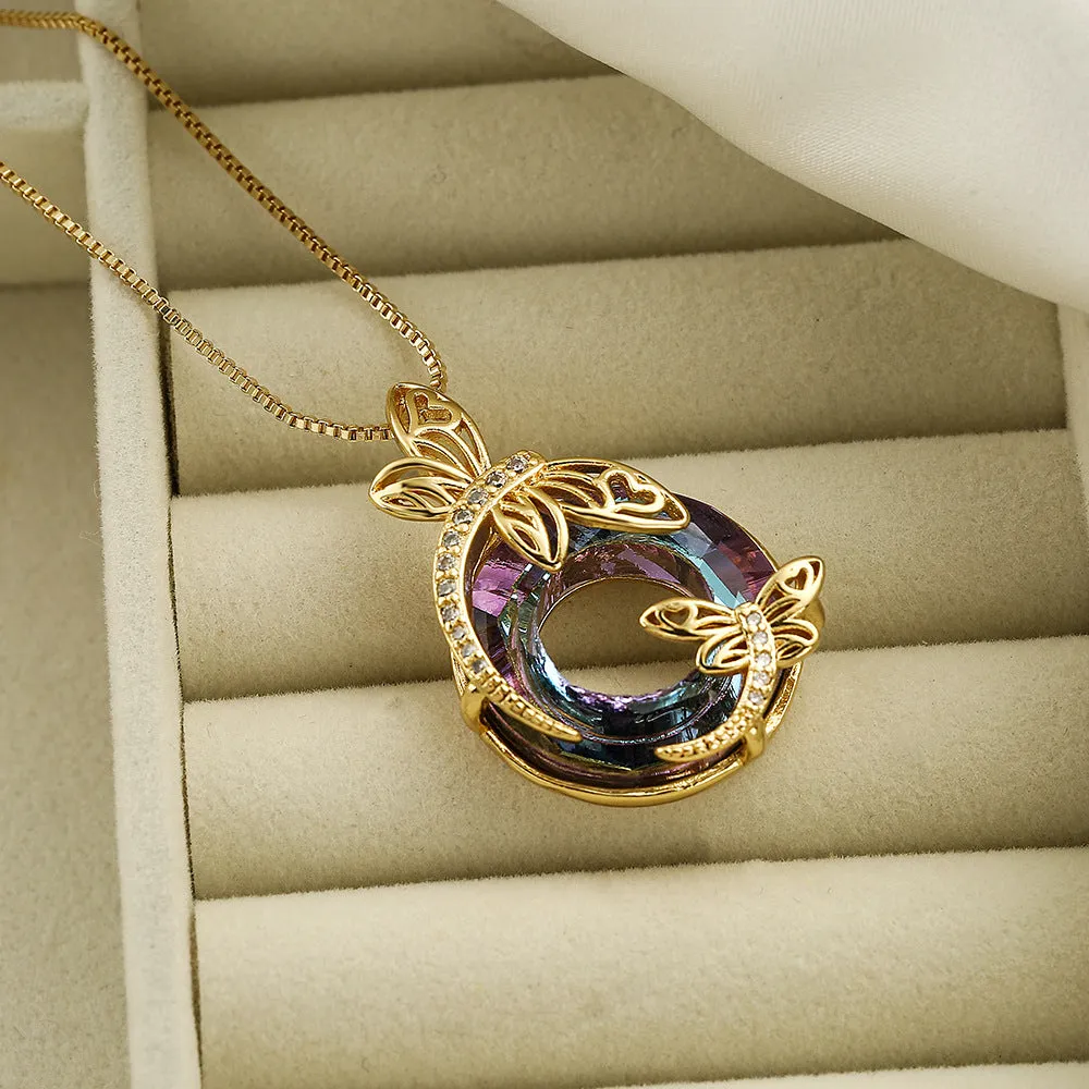 Dragonfly Geometric Copper Pendants