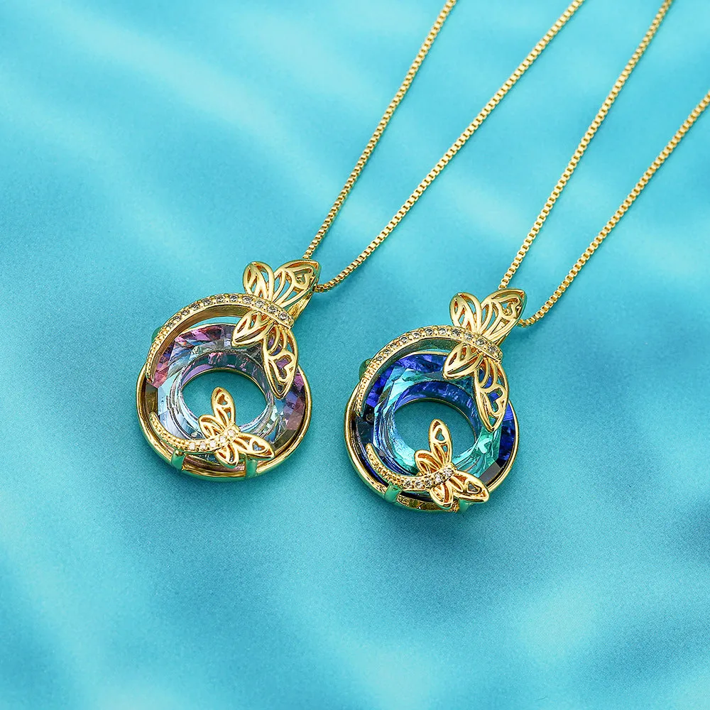 Dragonfly Geometric Copper Pendants