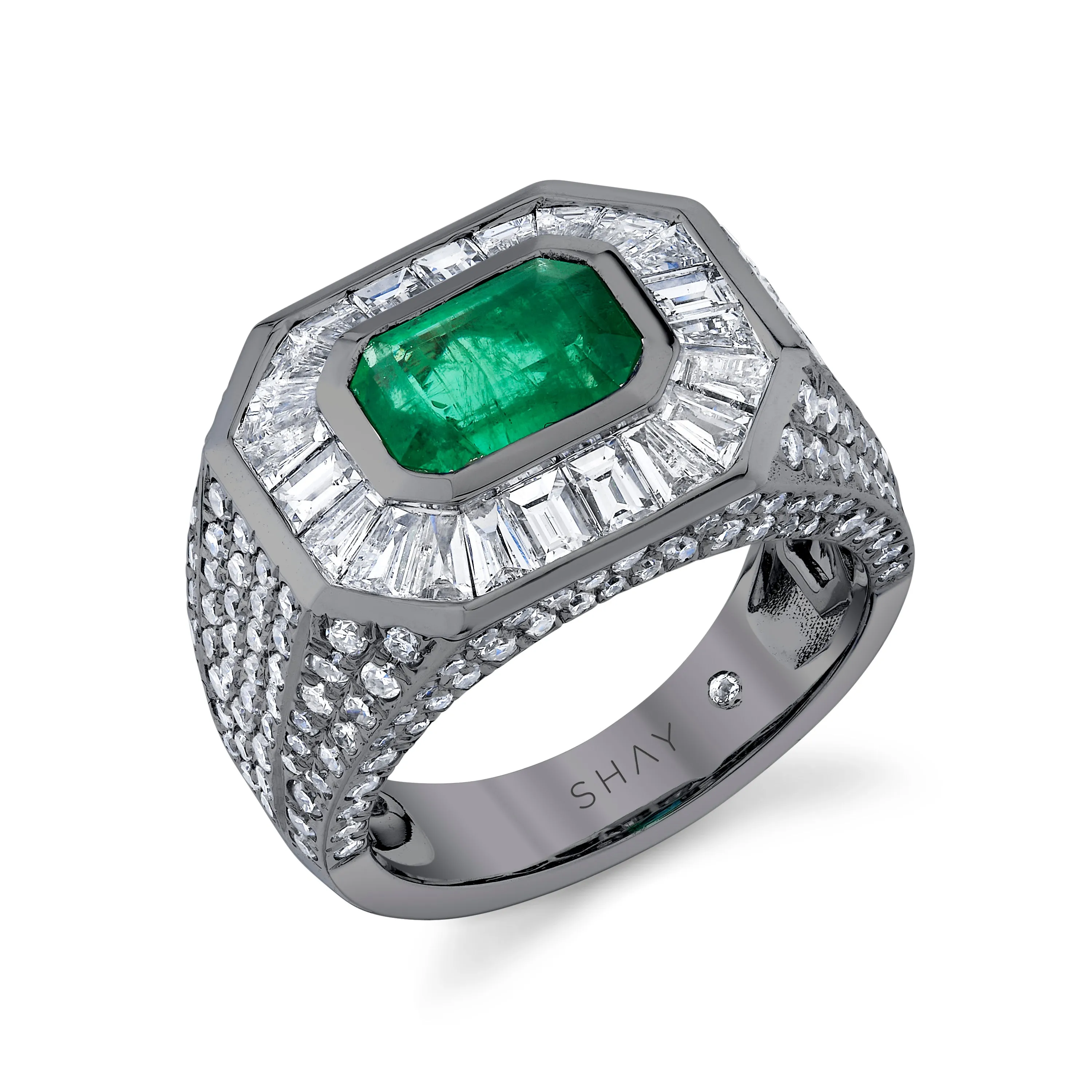 EMERALD & MIXED DIAMOND CHAMPIONSHIP PINKY RING