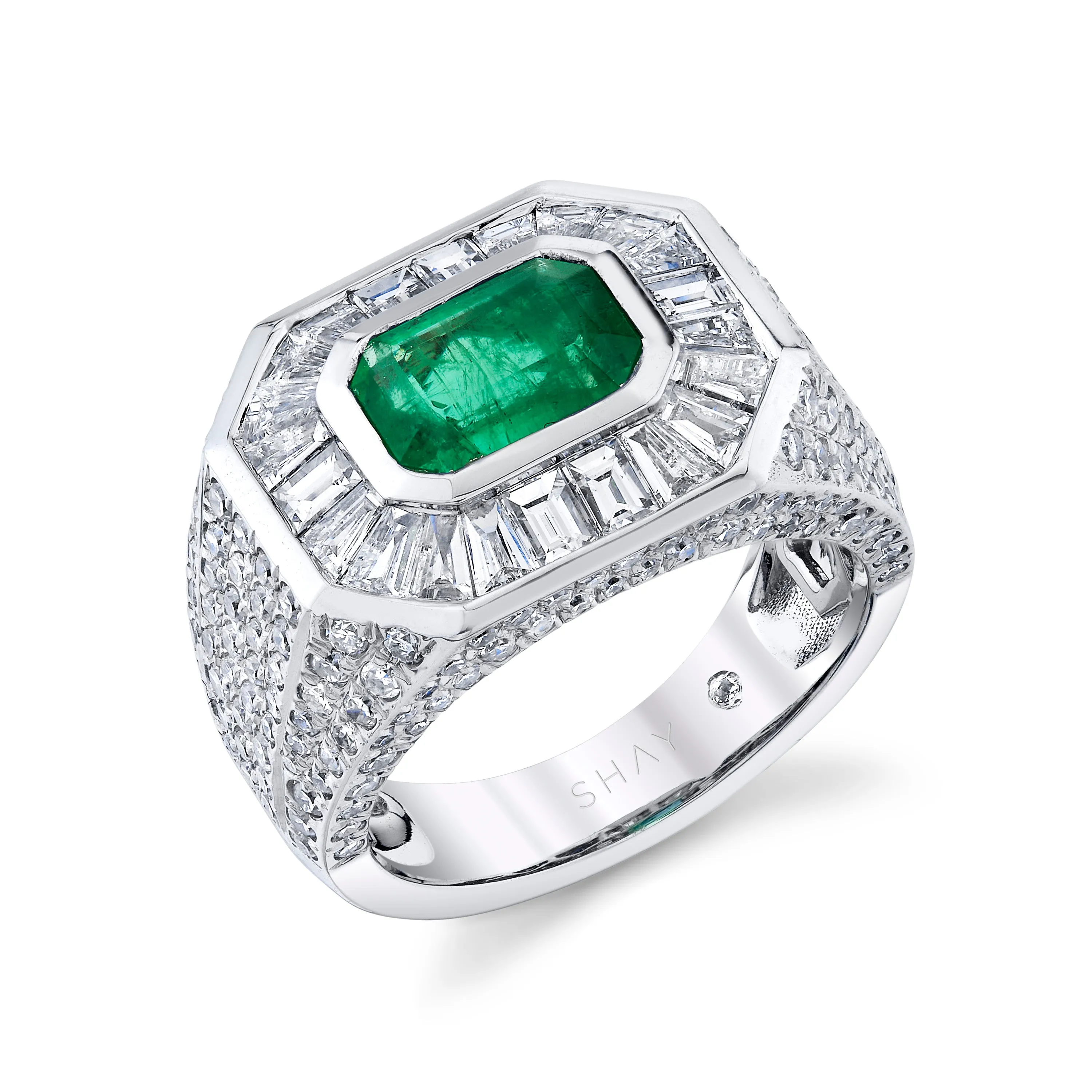 EMERALD & MIXED DIAMOND CHAMPIONSHIP PINKY RING