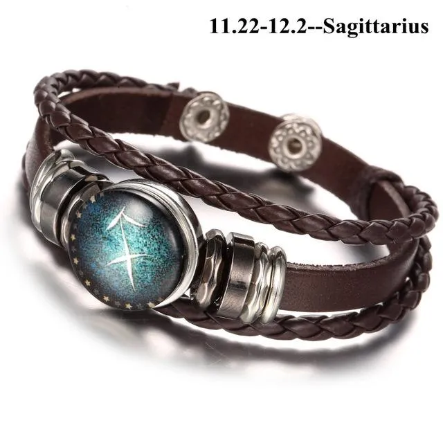 England Nights Leather Constellation Snap Bracelet