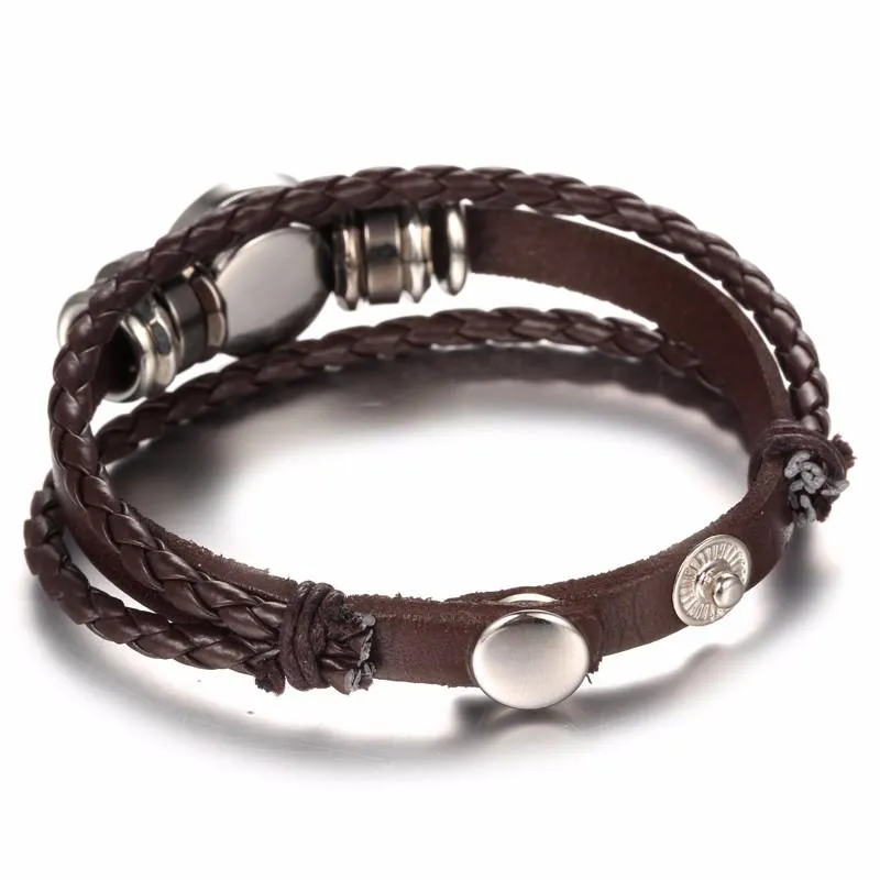 England Nights Leather Constellation Snap Bracelet