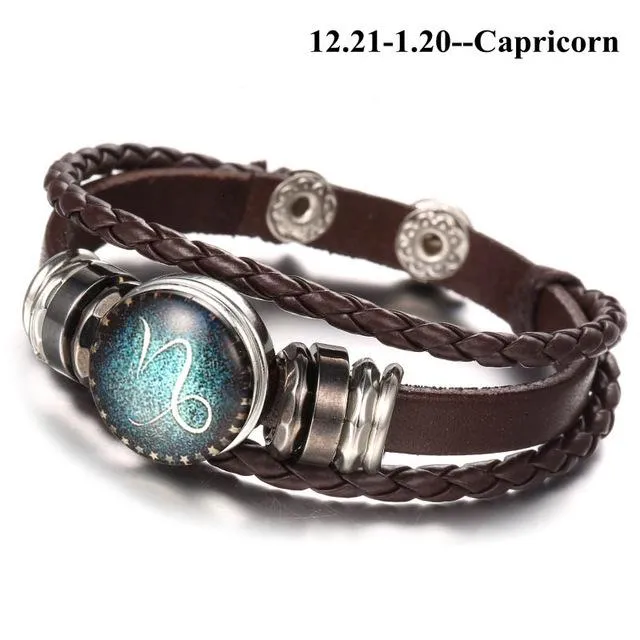 England Nights Leather Constellation Snap Bracelet