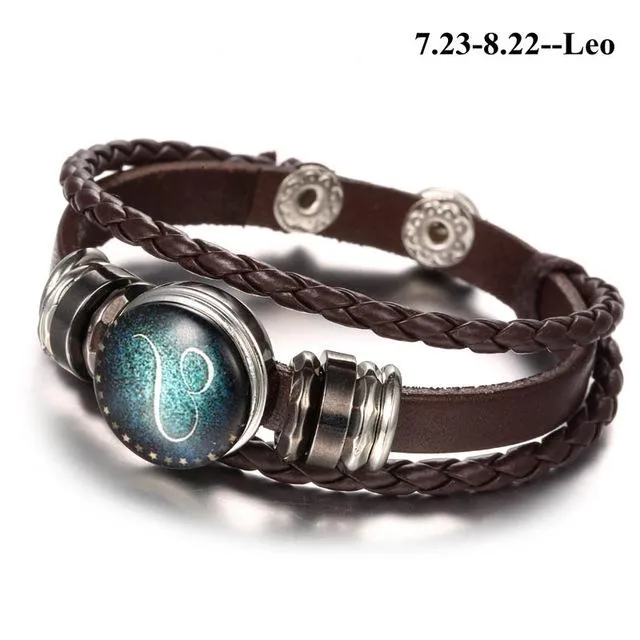 England Nights Leather Constellation Snap Bracelet