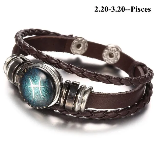 England Nights Leather Constellation Snap Bracelet
