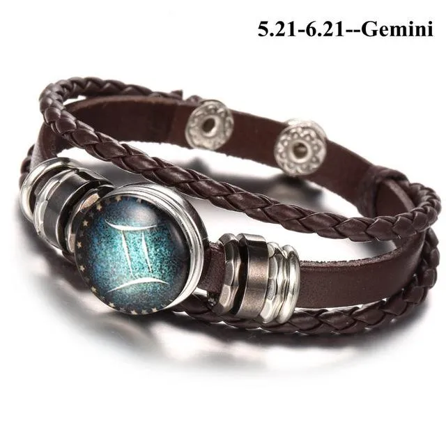 England Nights Leather Constellation Snap Bracelet