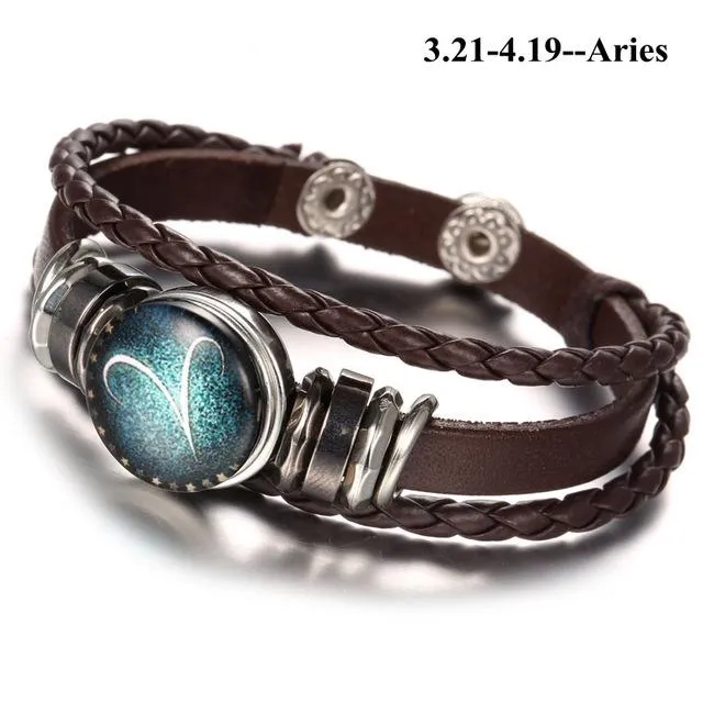 England Nights Leather Constellation Snap Bracelet