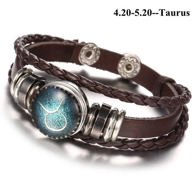 England Nights Leather Constellation Snap Bracelet