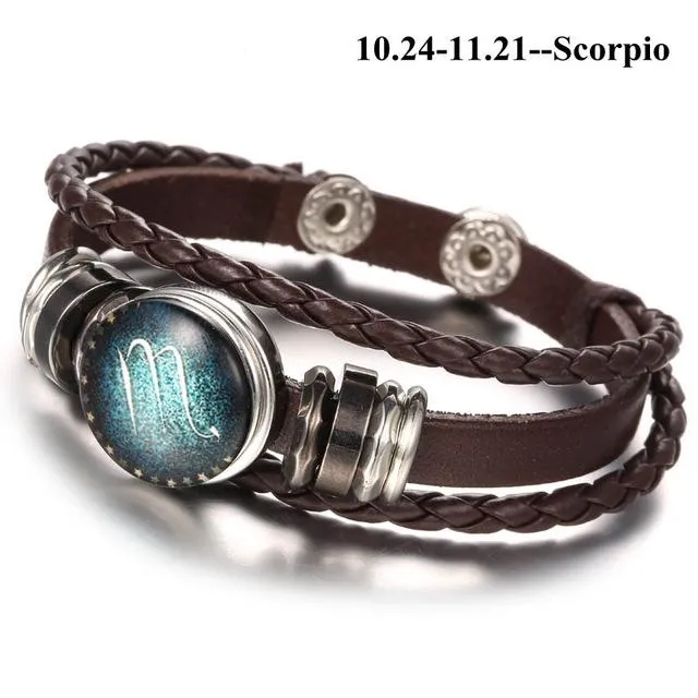 England Nights Leather Constellation Snap Bracelet