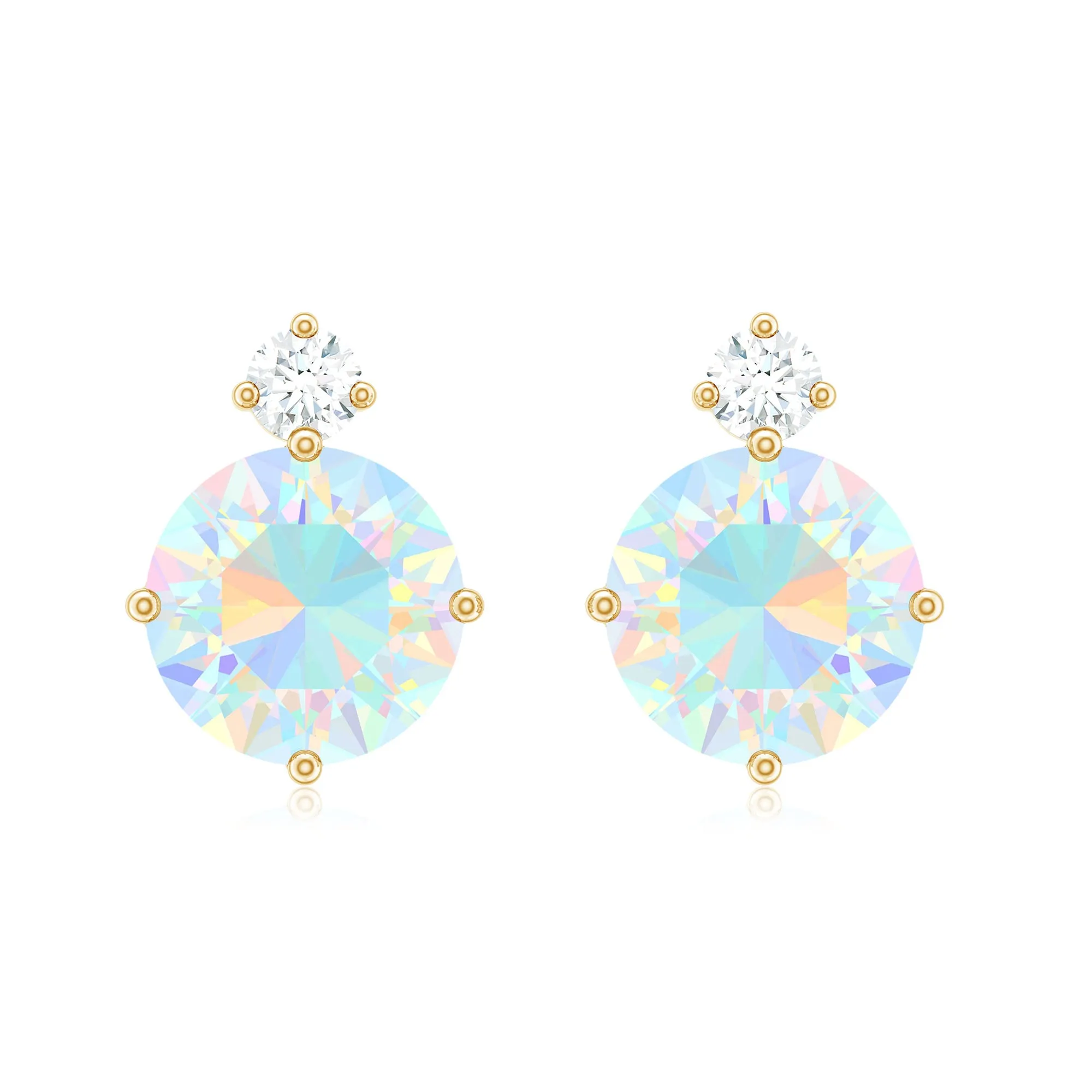Ethiopian Opal Diamond Solitaire Stud Earrings