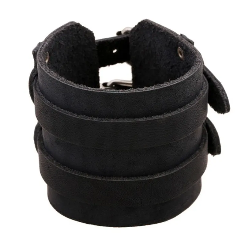 European And American Jewelry Punk Wide Leather Cattle Leather Bracelet Leather Bracelet