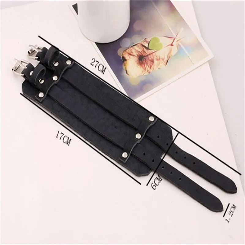 European And American Jewelry Punk Wide Leather Cattle Leather Bracelet Leather Bracelet