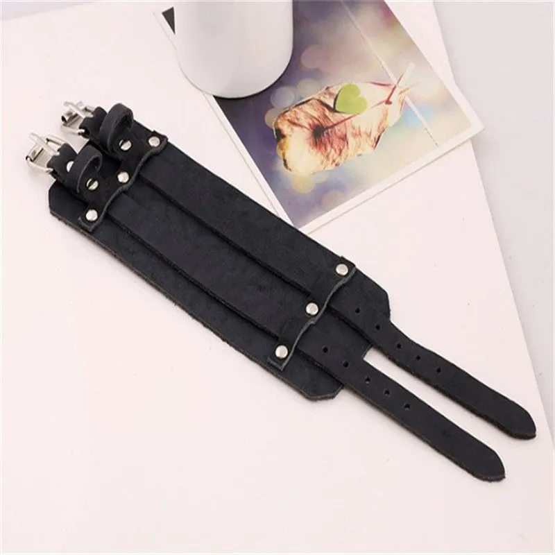 European And American Jewelry Punk Wide Leather Cattle Leather Bracelet Leather Bracelet