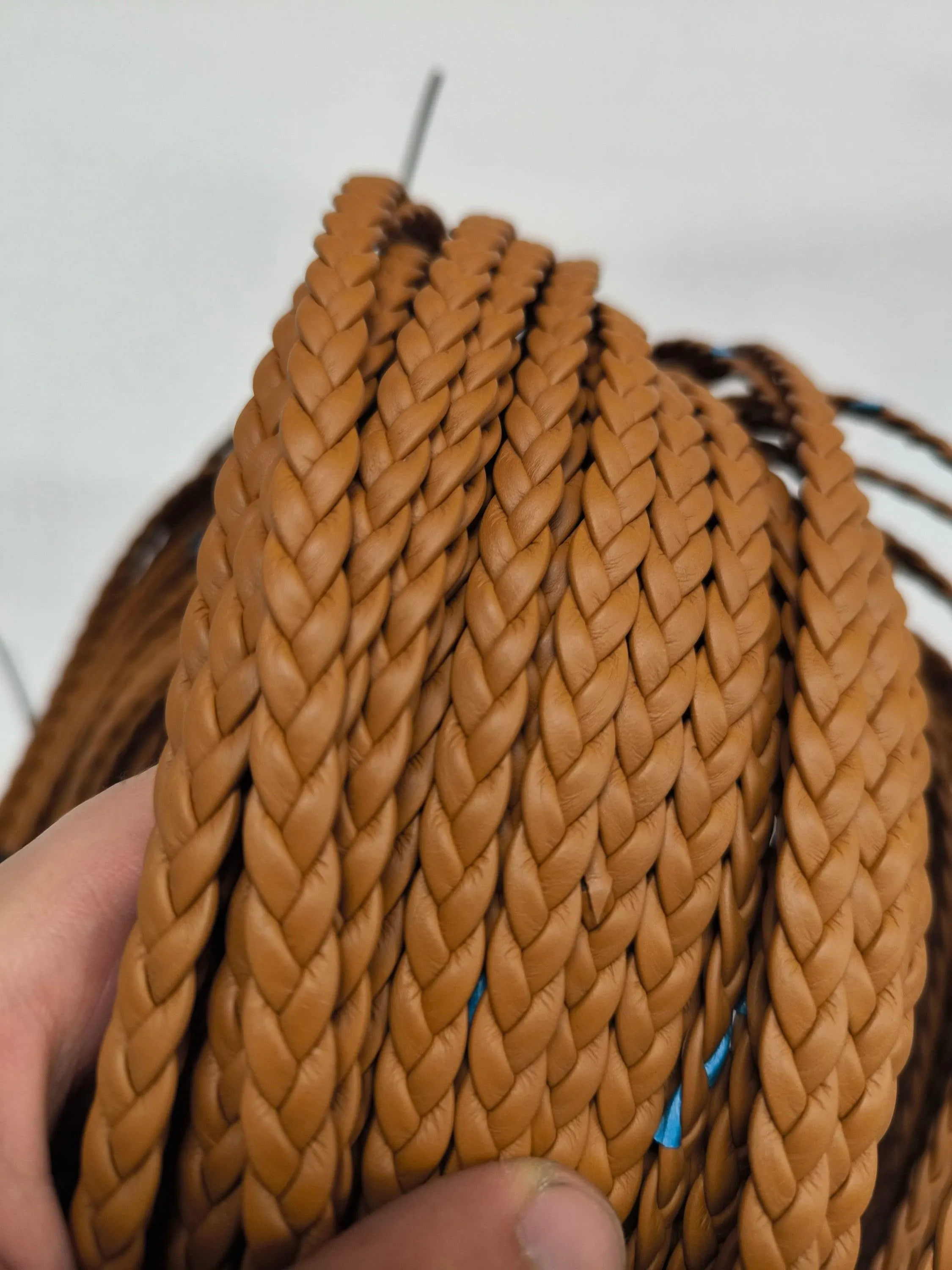 Genuine leather braided straps, Knitted leather straps bracelet for crafts and DIY, width 0,8cm(2oz)