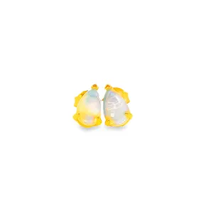 Gold plated silver 8x5mm pearshape White Opal studs
