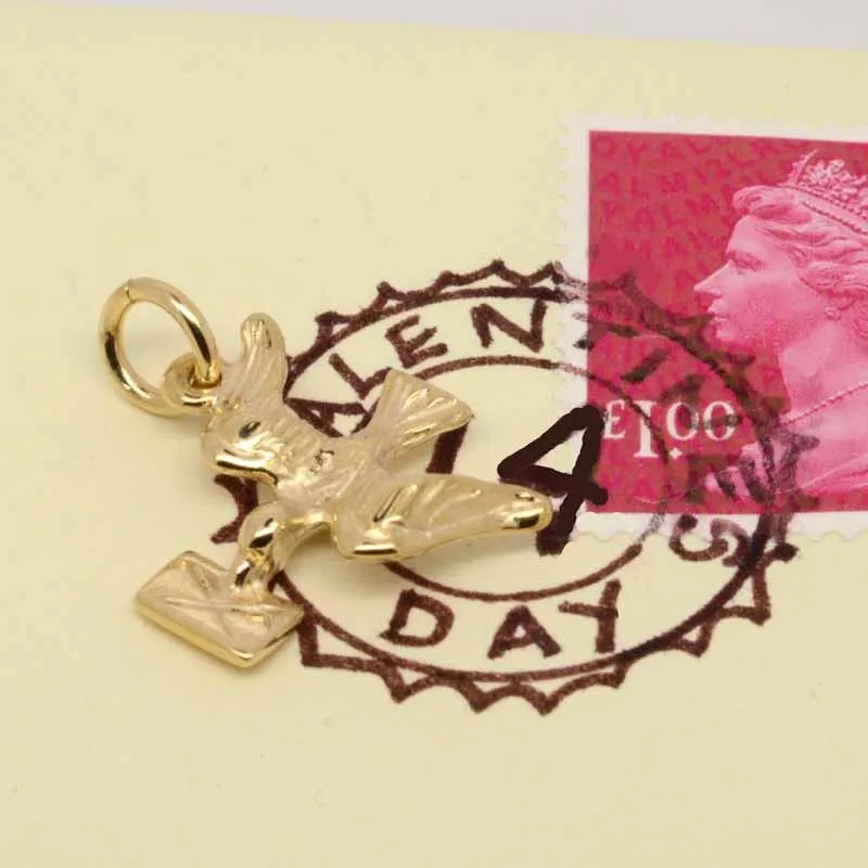 Gold Valentine Love Bird Charm