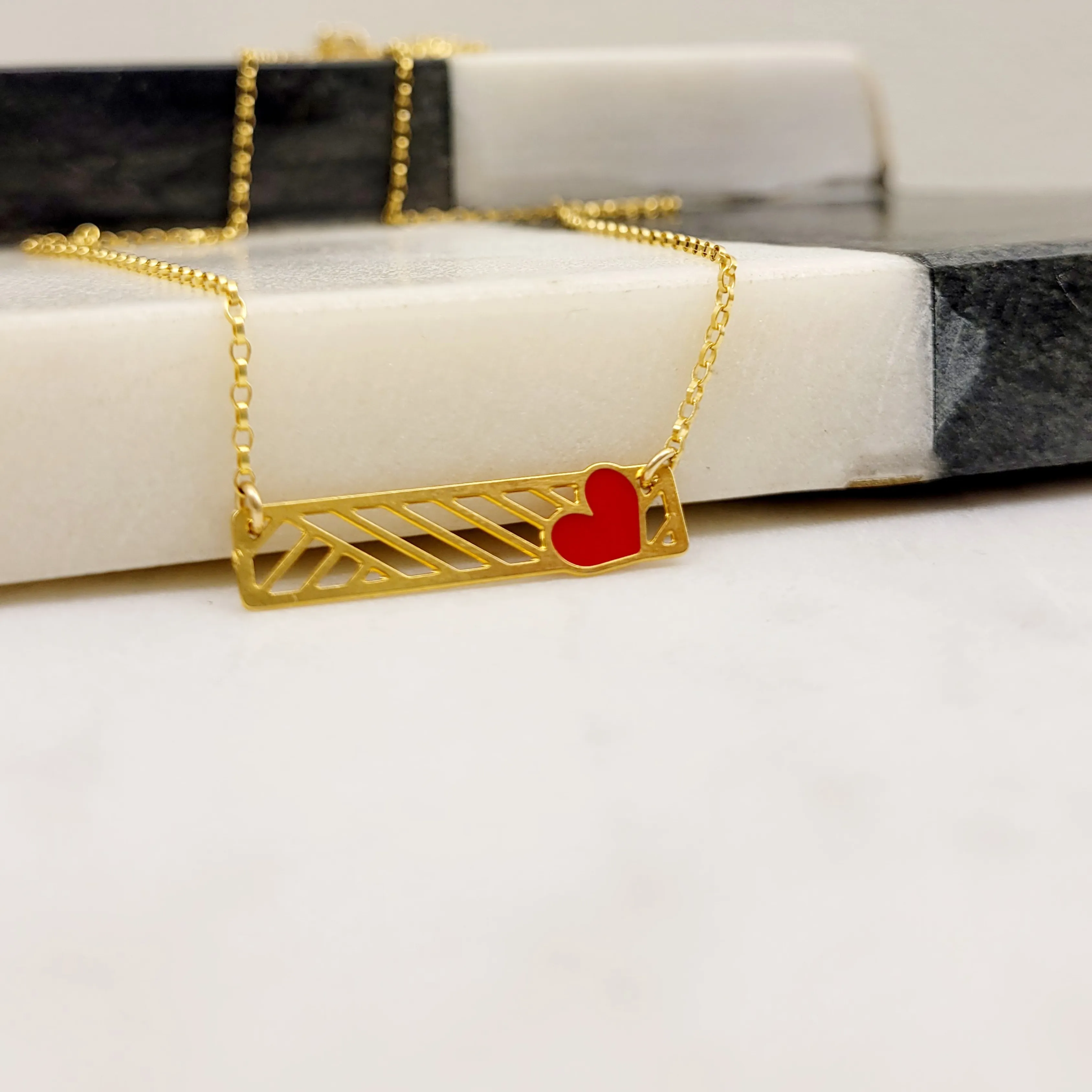 Heart Bar Necklace by Aqua Cherry
