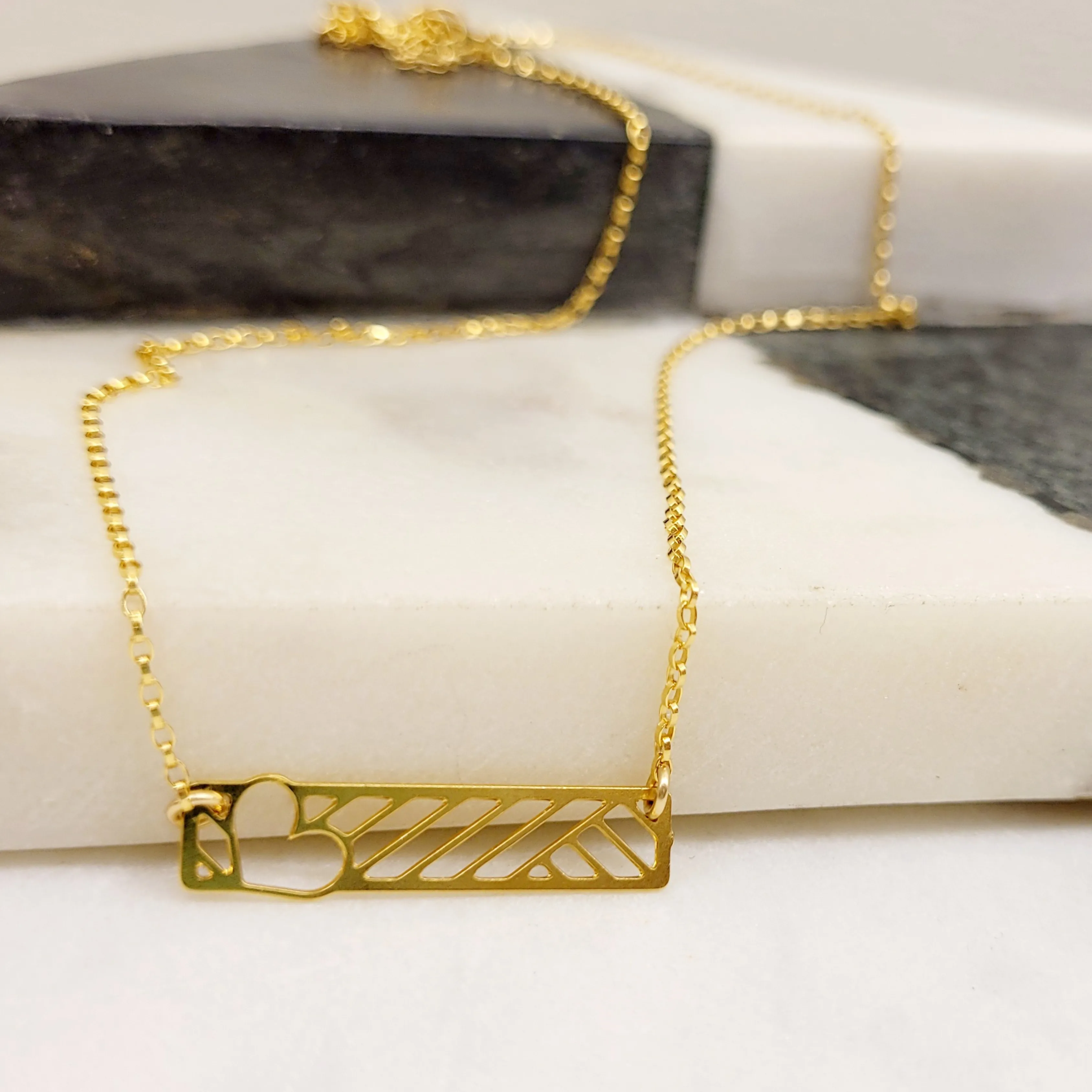 Heart Bar Necklace by Aqua Cherry