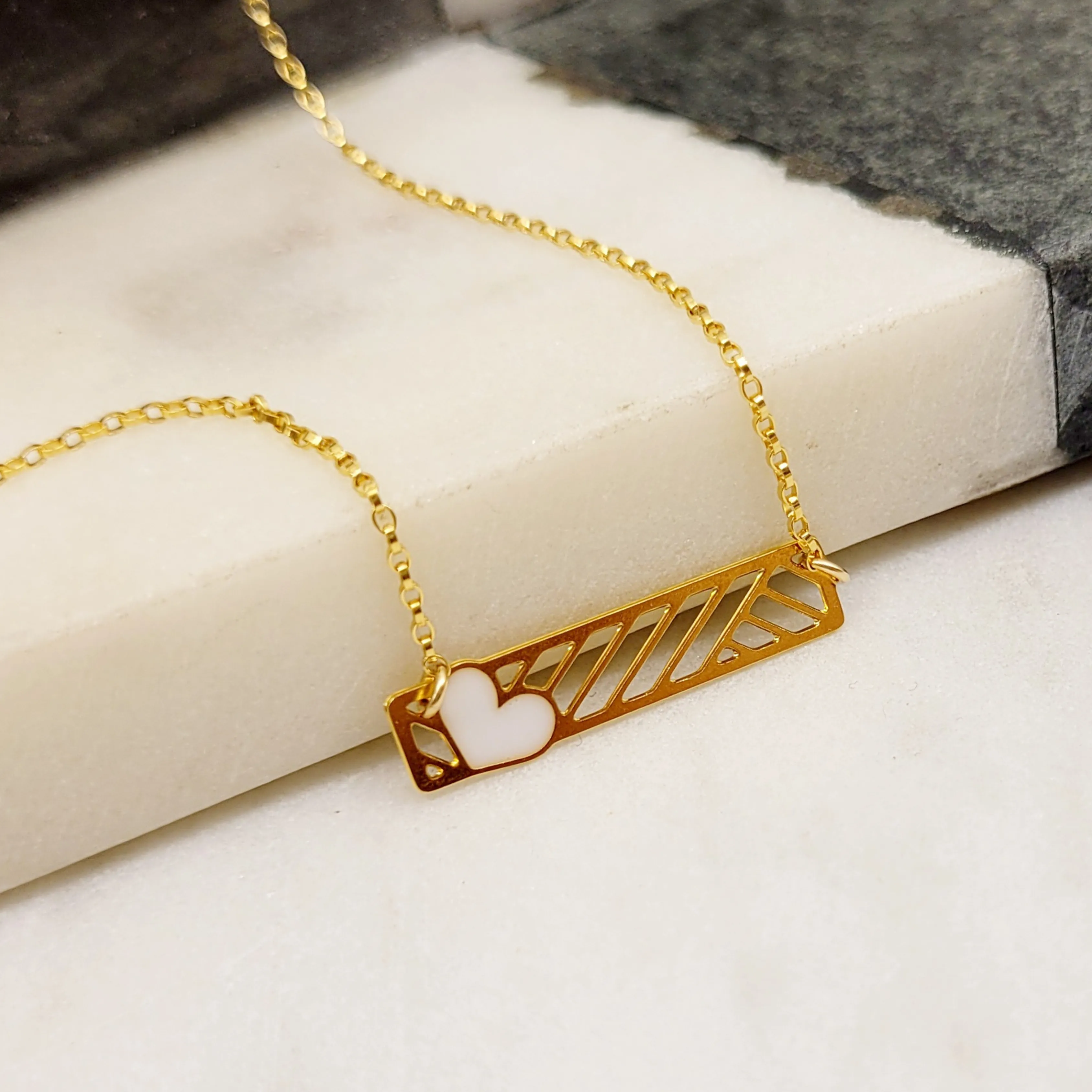 Heart Bar Necklace by Aqua Cherry