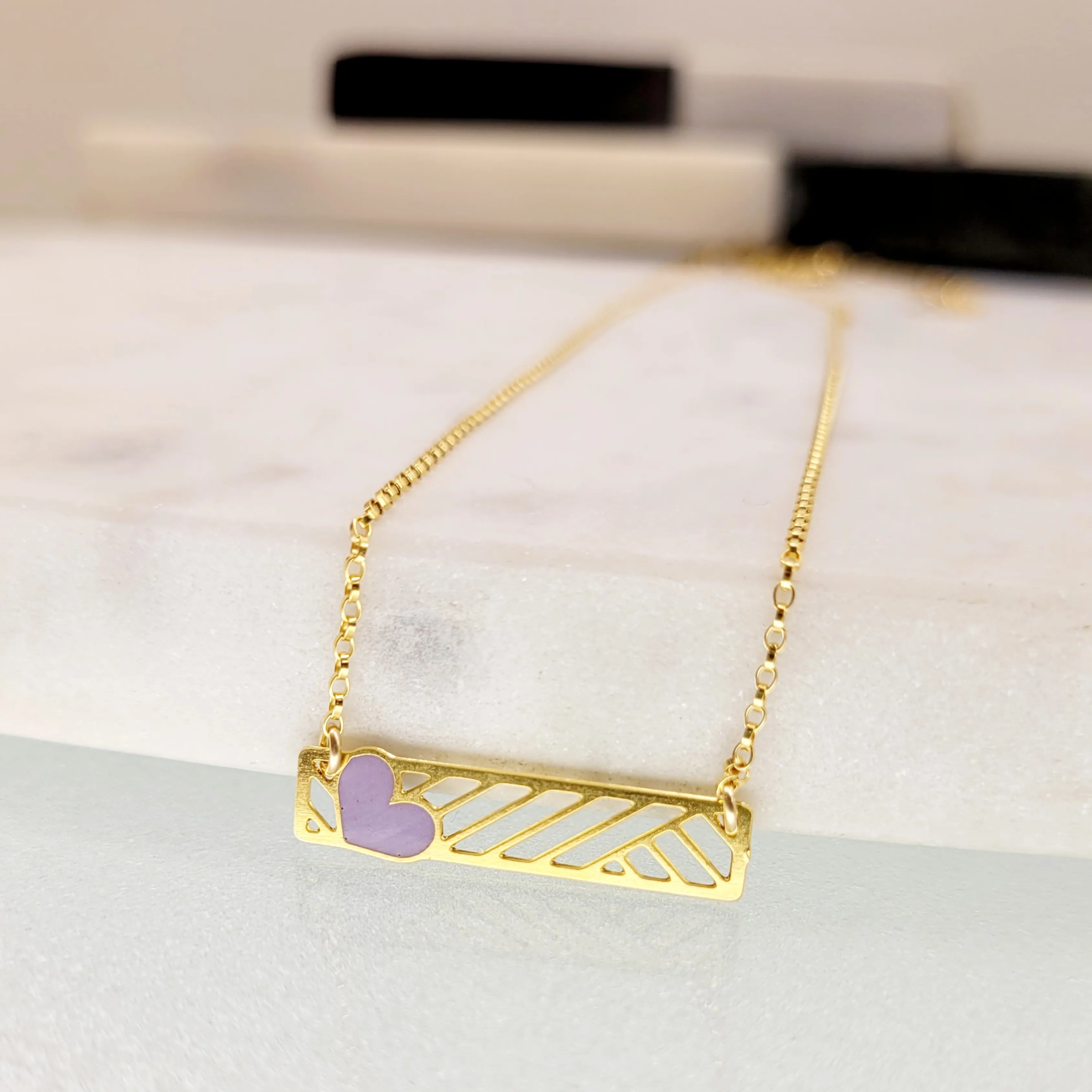 Heart Bar Necklace by Aqua Cherry