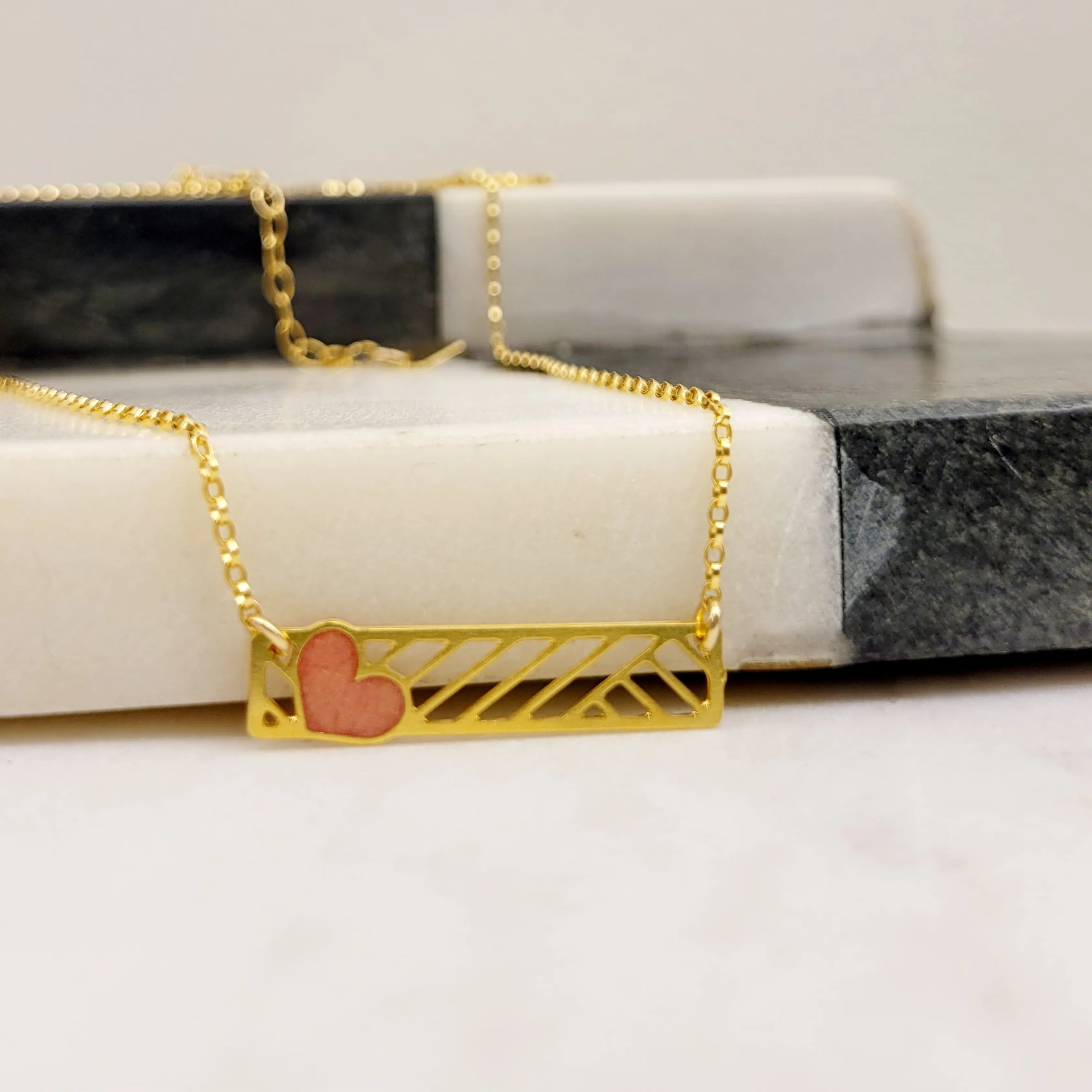 Heart Bar Necklace by Aqua Cherry