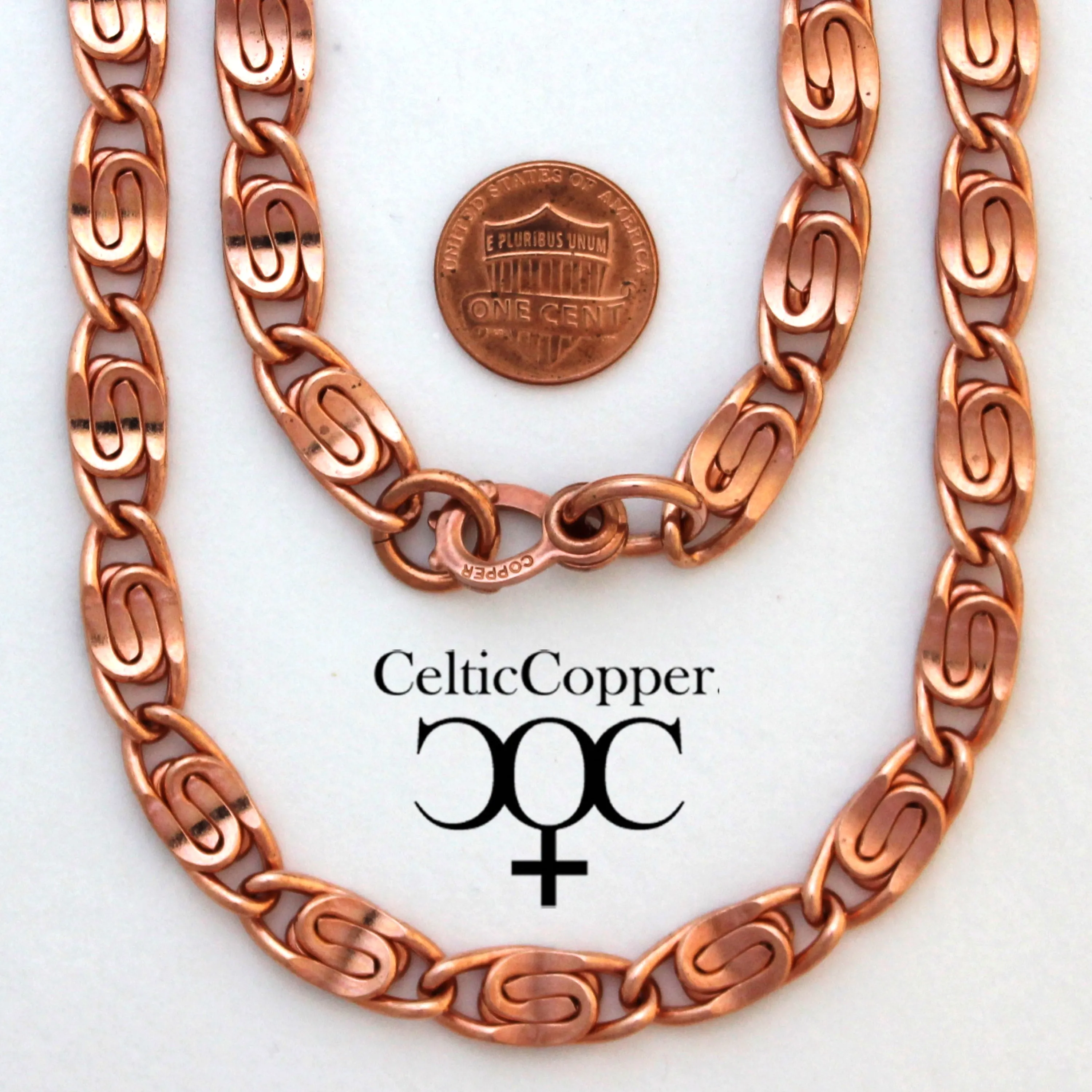 Heavy Copper Celtic Scroll Chain Necklace NC69 Celtic Copper 7.25mm Scroll Chain Necklace 18 Inch Chain