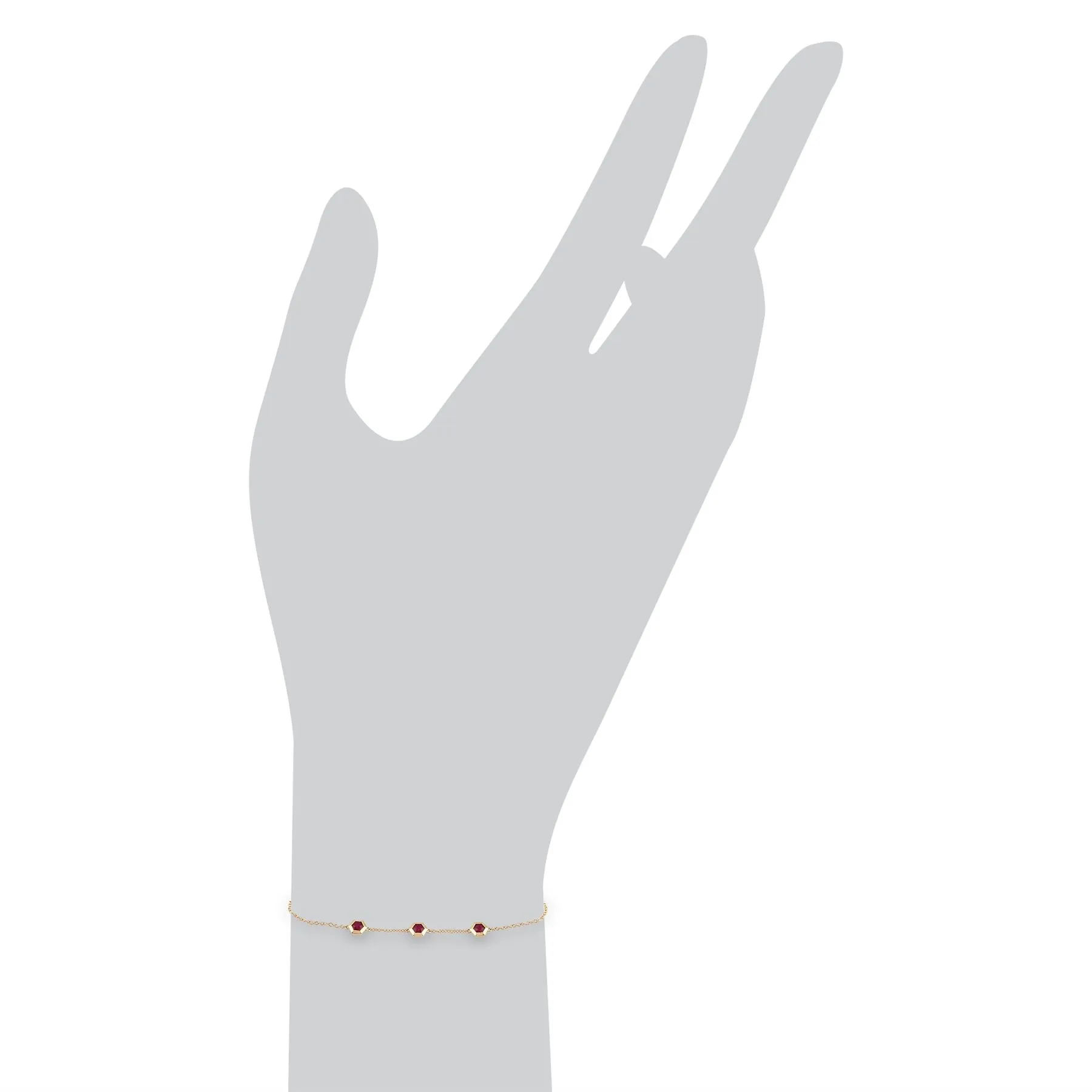 Hexagon Rubin Armband in 9ct Gelbgold
