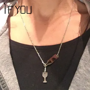 IF YOU | Collar de Copa y Botella de Vino |