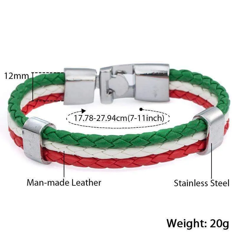 Italian Flag Leather Unisex Bracelet
