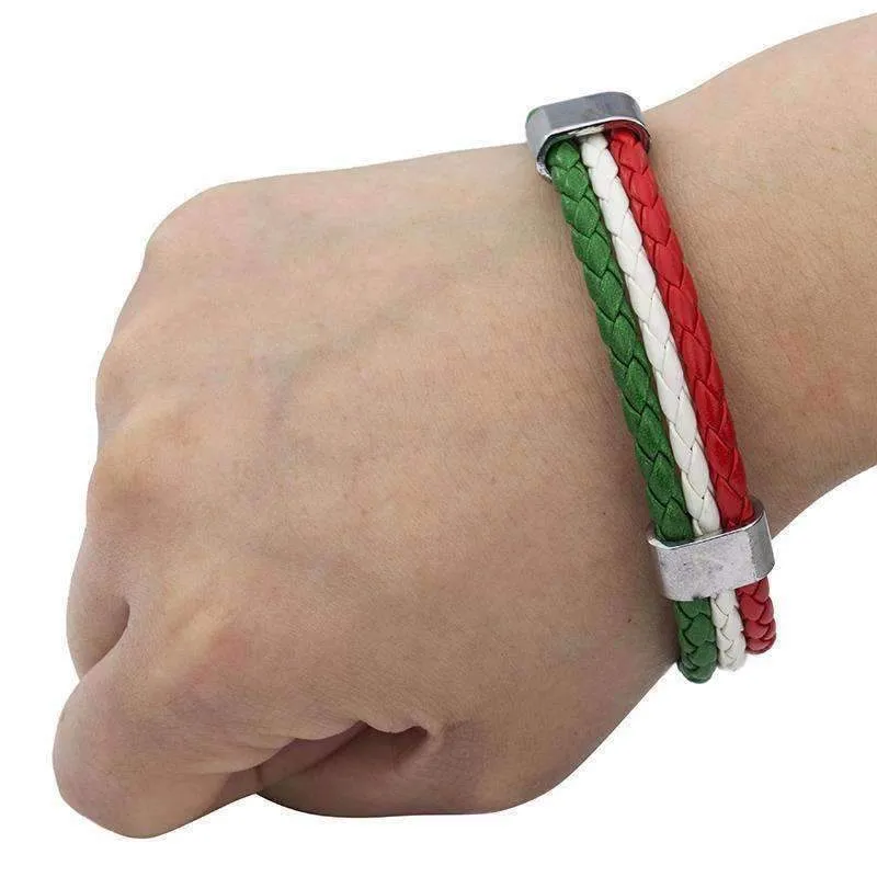 Italian Flag Leather Unisex Bracelet