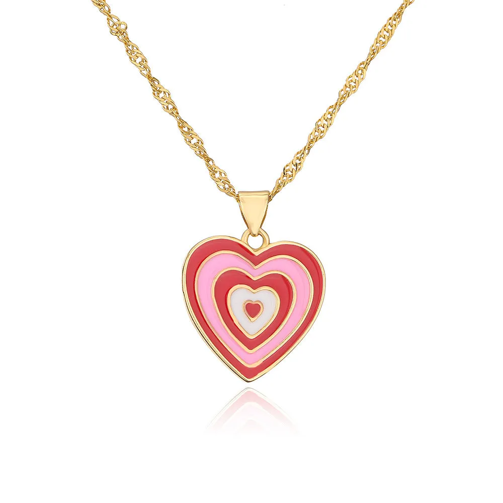 Japanese / Korean Heart Geometric Copper Pendants