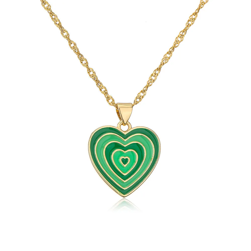 Japanese / Korean Heart Geometric Copper Pendants