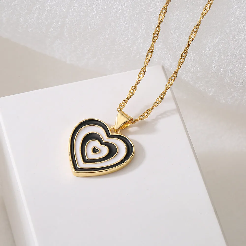 Japanese / Korean Heart Geometric Copper Pendants