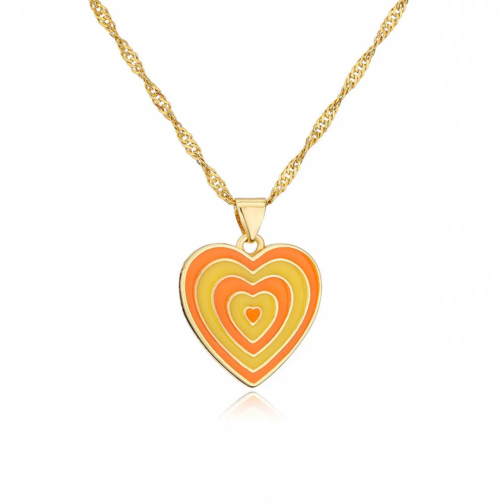 Japanese / Korean Heart Geometric Copper Pendants