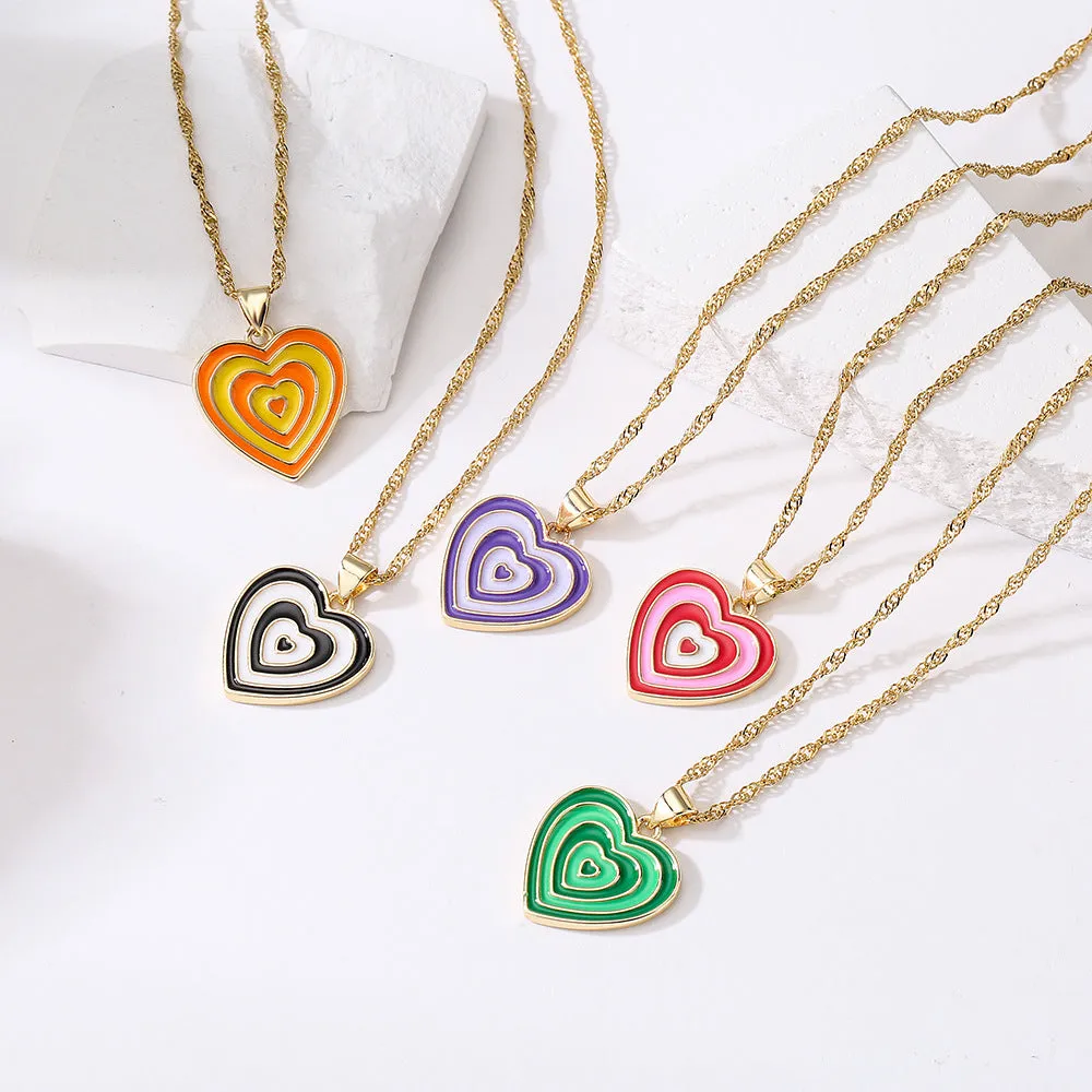 Japanese / Korean Heart Geometric Copper Pendants