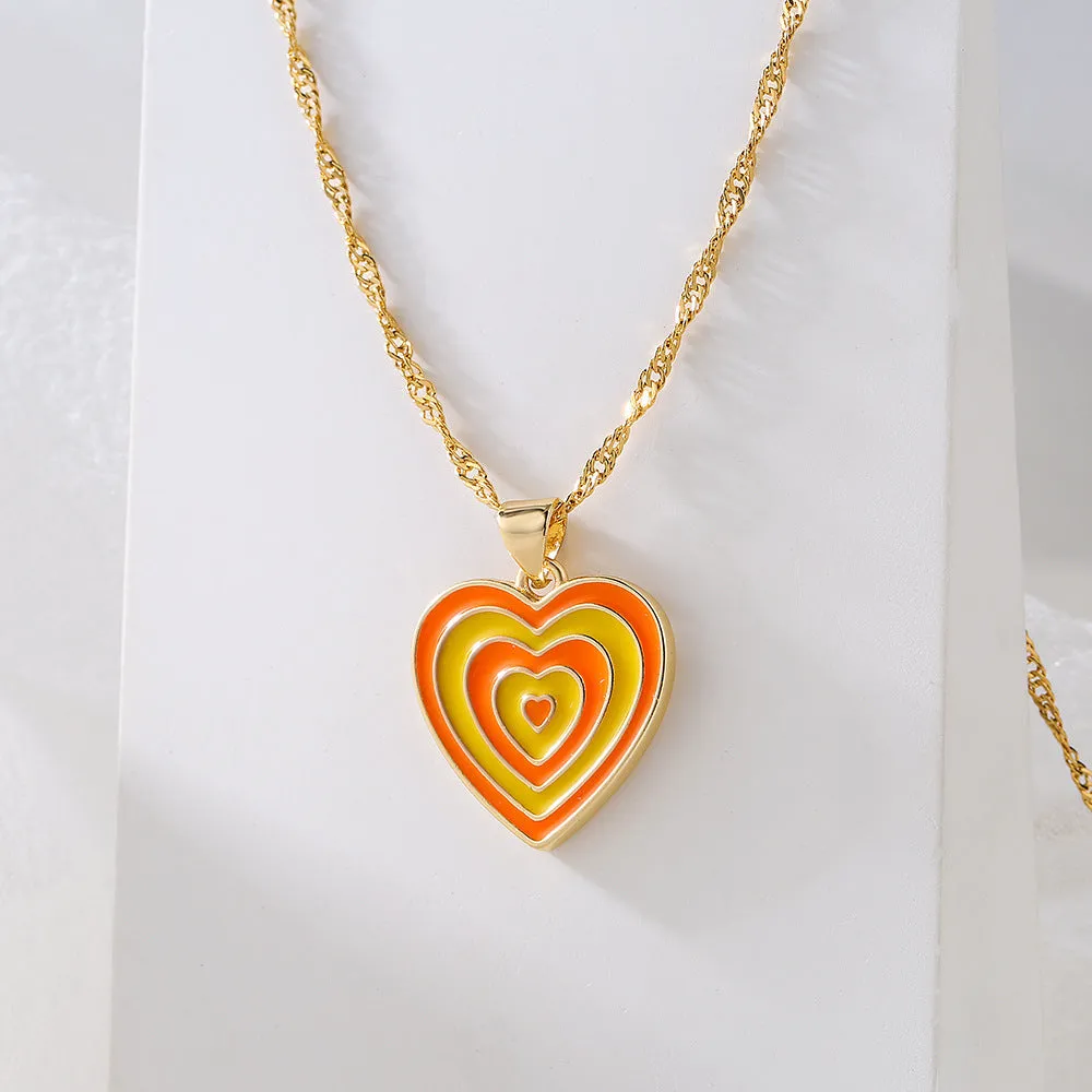 Japanese / Korean Heart Geometric Copper Pendants