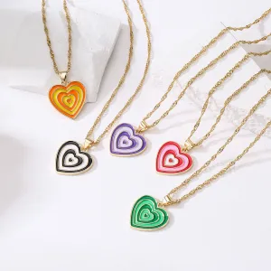 Japanese / Korean Heart Geometric Copper Pendants