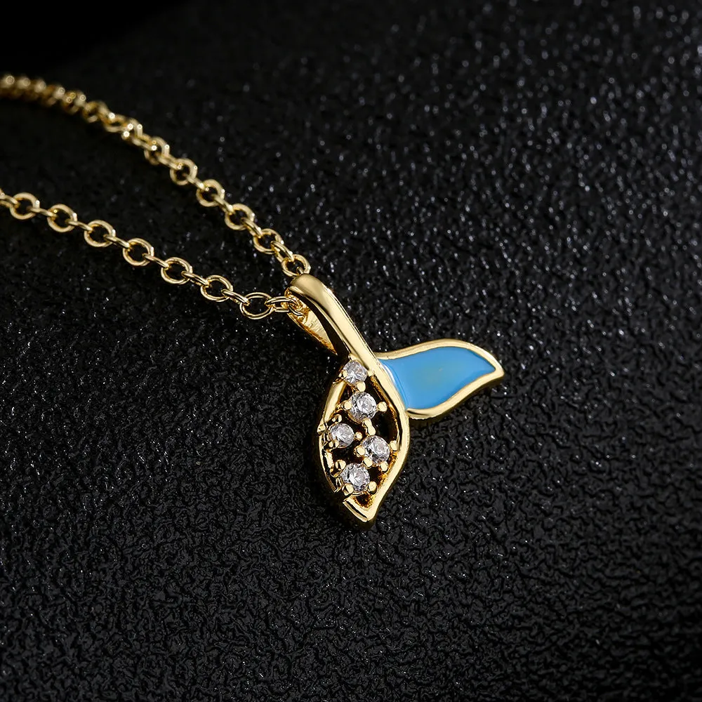 Japanese / Korean Mermaid Tail Geometric Copper Pendants