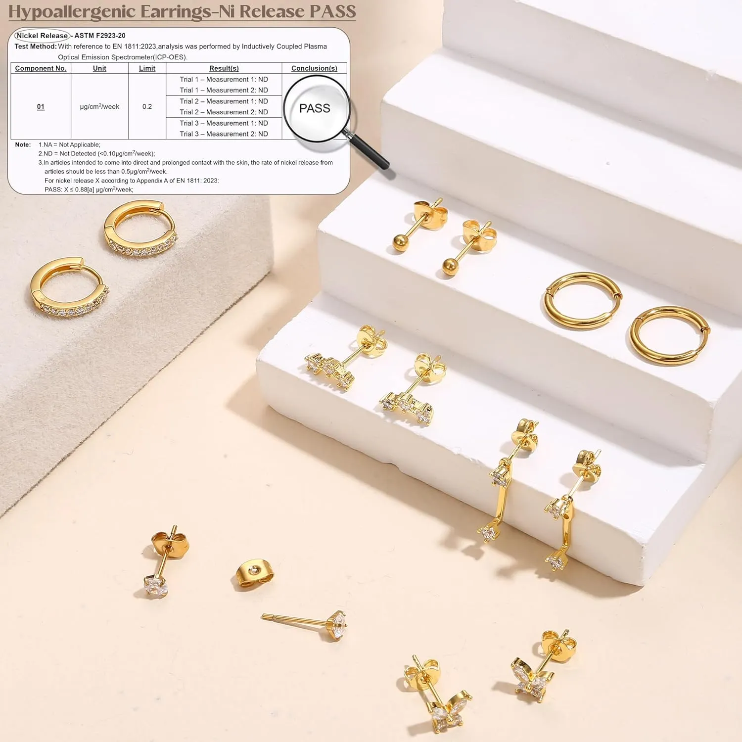 Jstyle Hypoallergenic Surgical Steel Earrings for Women 14K Gold Earring Stack Set Stainless Steel Stud Earrings Dainty Huggie Hoop Cartilage Earring Sets for Multiple Piercing
