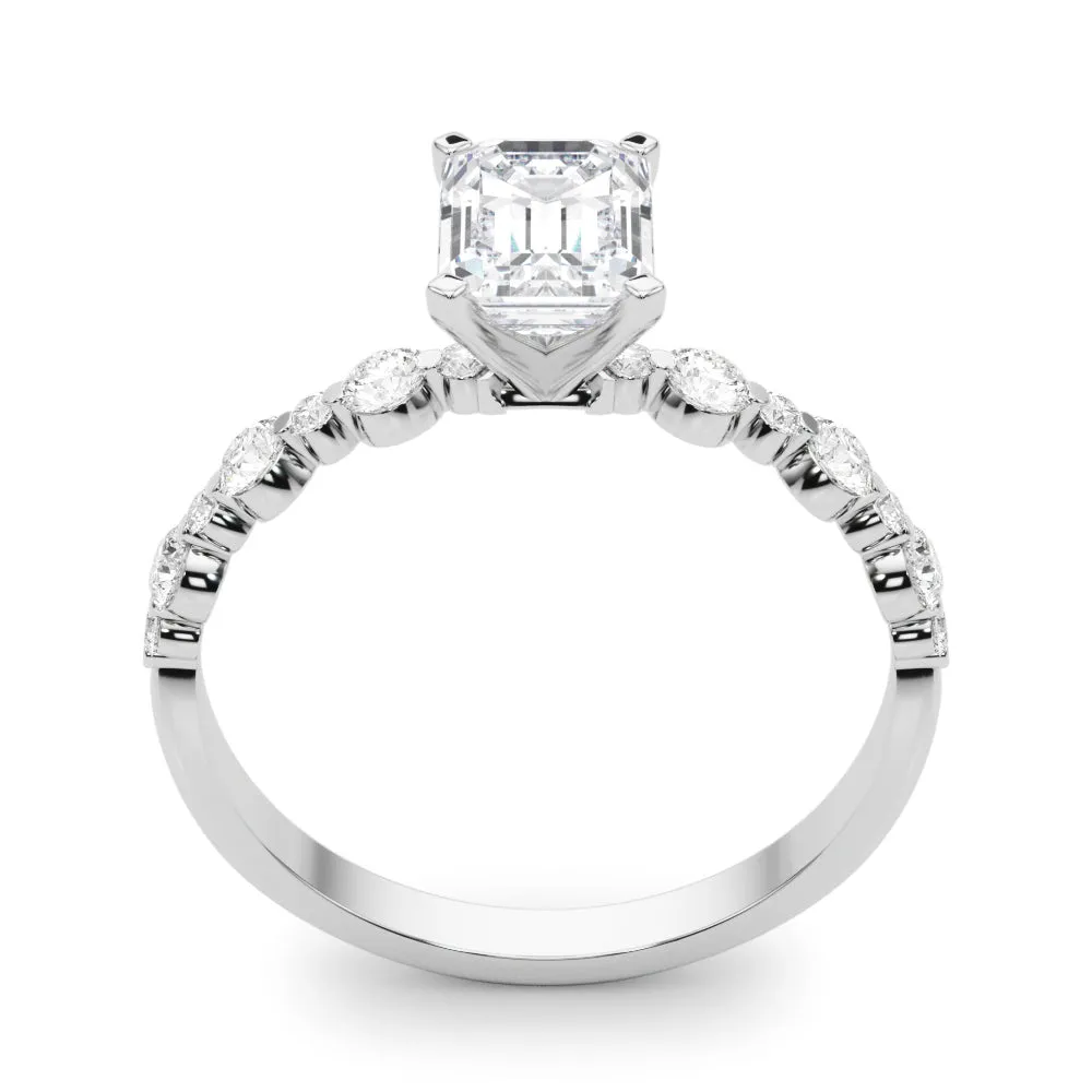 Ladies Sidestone Emerald Engagement Ring 51155