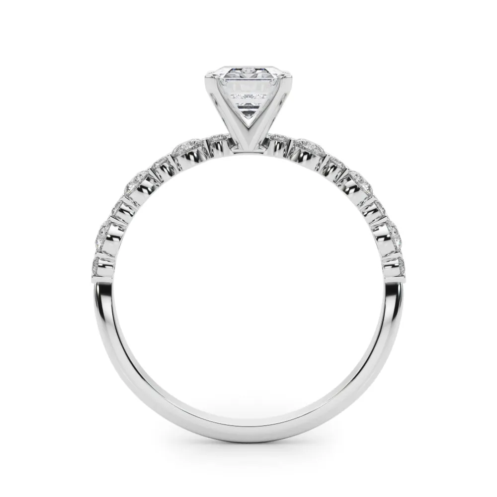 Ladies Sidestone Emerald Engagement Ring 51155