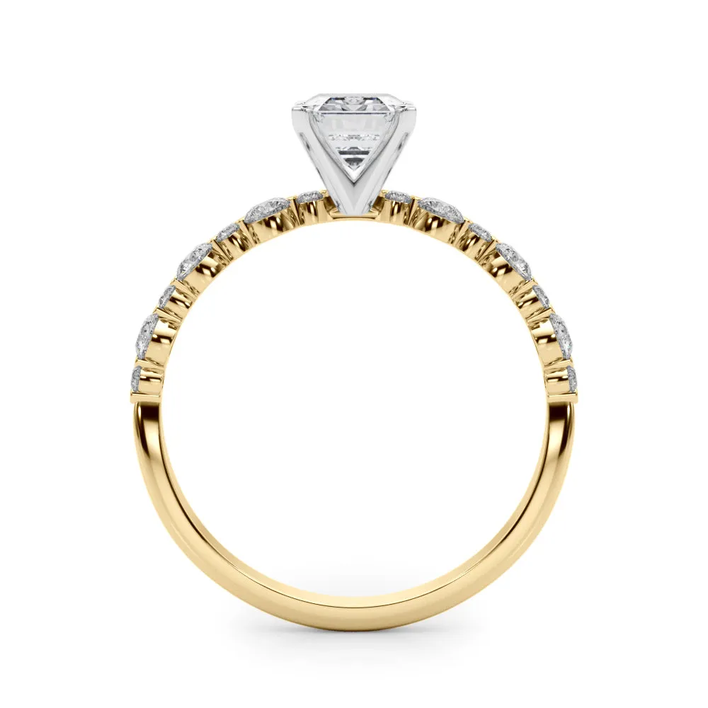 Ladies Sidestone Emerald Engagement Ring 51155