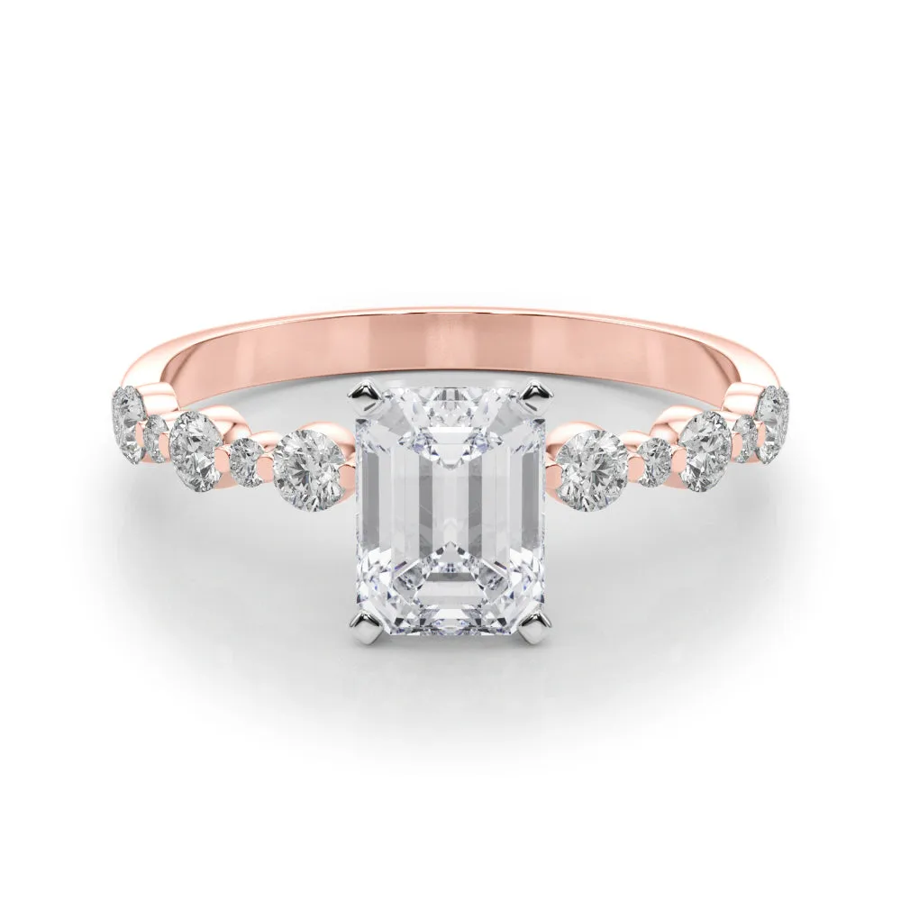 Ladies Sidestone Emerald Engagement Ring 51155