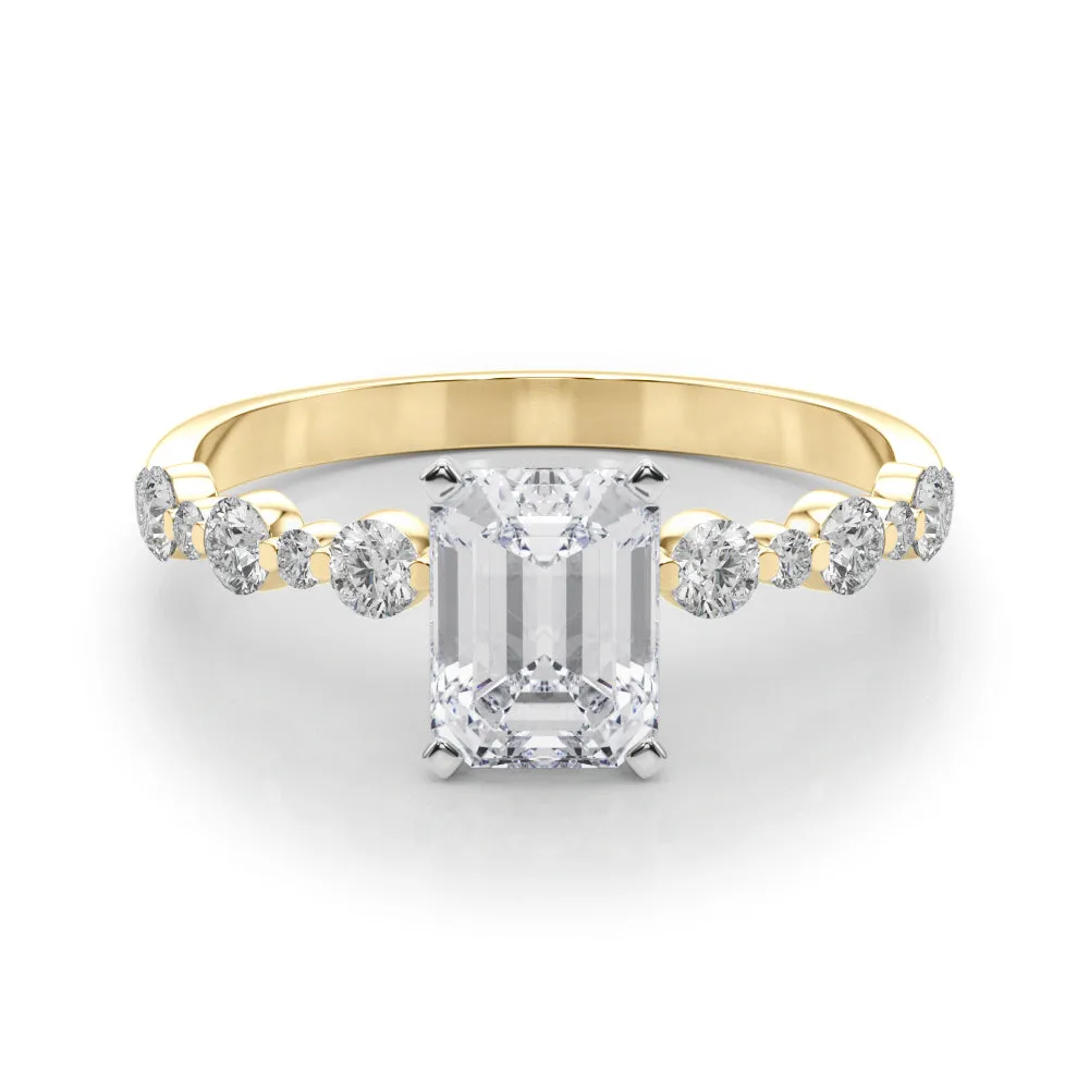 Ladies Sidestone Emerald Engagement Ring 51155