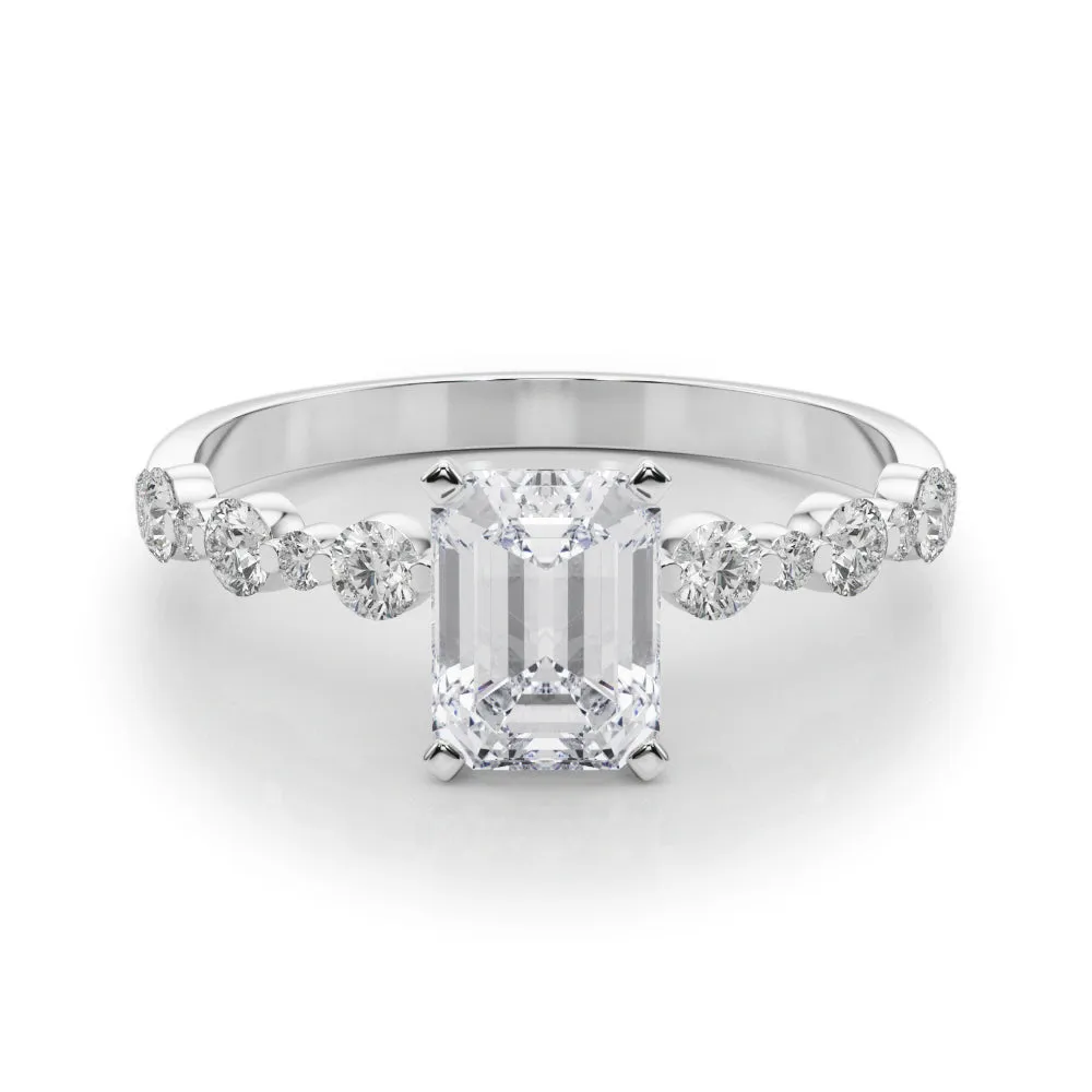 Ladies Sidestone Emerald Engagement Ring 51155