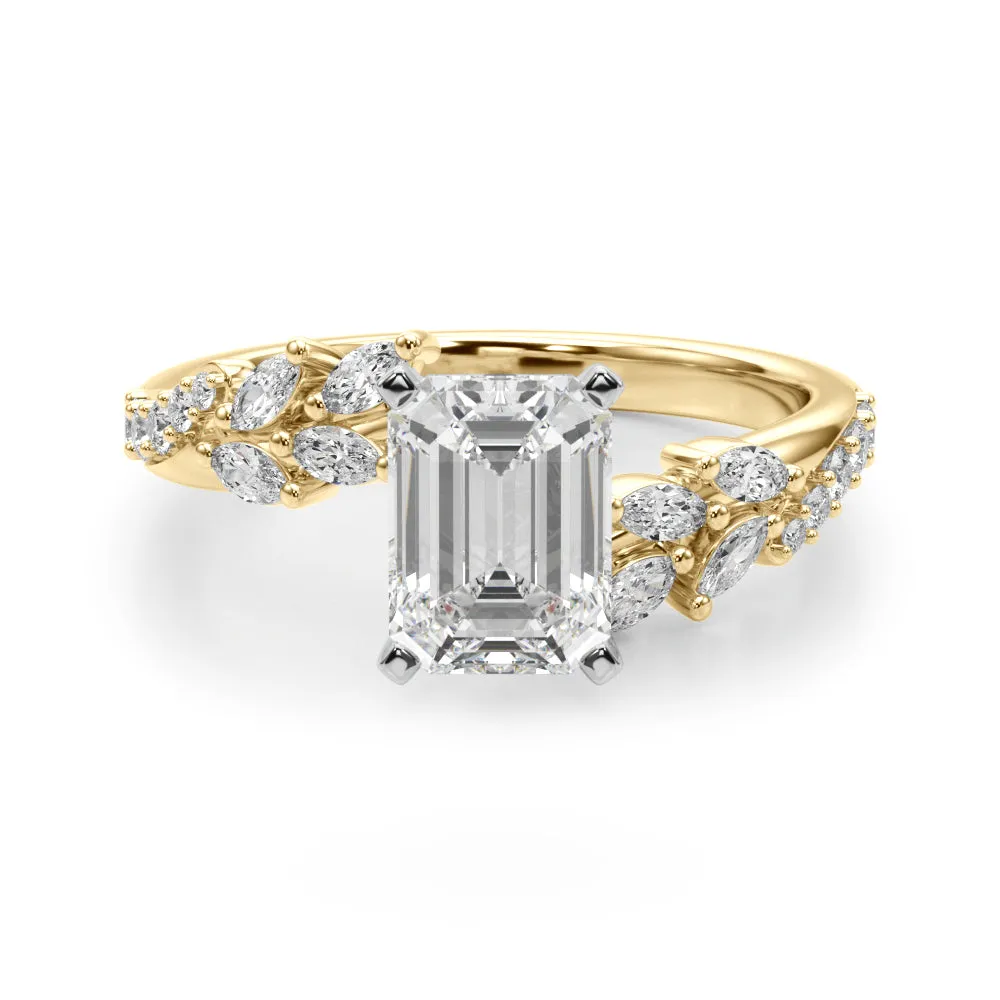 Ladies Sidestone Emerald Engagement Ring 51250